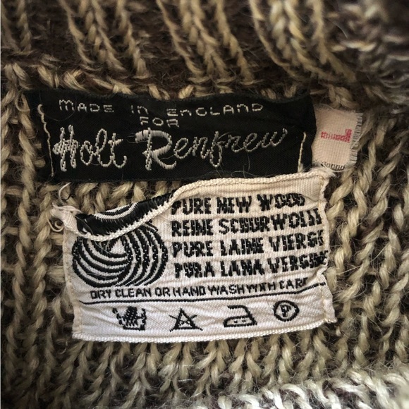 Vintage Holt Renfrew Pure New Wool Cable Knit Sweater Made in England Size L - Picture 7 of 11